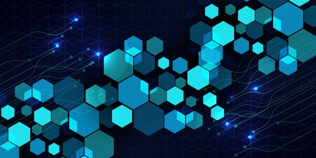 Abstracto de fundo tecnológico de hexágonos azuis