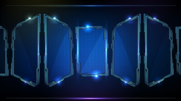 Abstracto fundo futurista de tecnologia brilhante azul sci fi frame hud ui