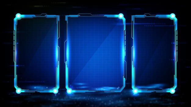 Abstracto fundo futurista de tecnologia brilhante azul sci fi frame hud ui