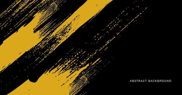 Abstracto fundo preto e dourado com traço de pincel seco e estilo grunge moderno