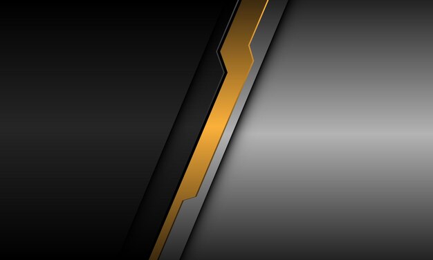 Abstracto ouro cyber linha preto metálico prata sombra slash vetor de fundo futurista geométrico