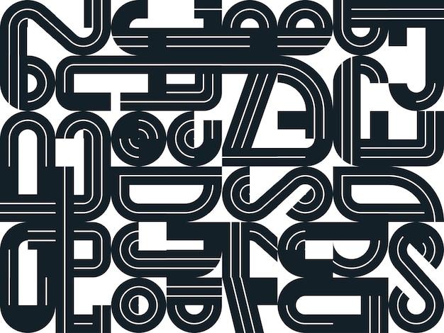 Abstracto sem costura de fundo vetorial padrão de azulejos geométricos em estilo de linha de moda design moderno composição artística preto e branco