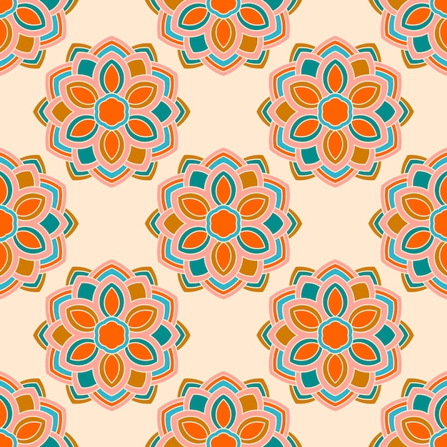 Abstrata sem costura padrão com flor mandala. Mosaico, azulejo. Fundo floral.