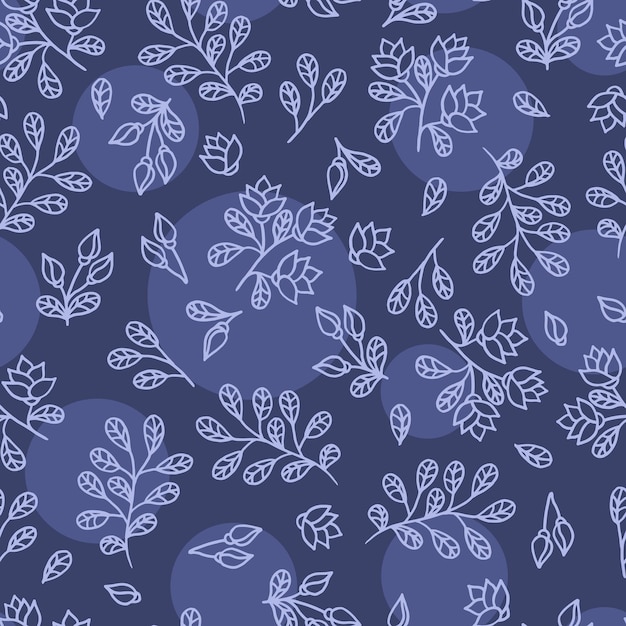 Vetor abstrata sem costura padrão com flores em um fundo azul