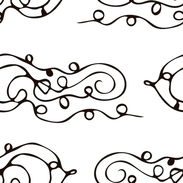 Abstrata sem costura padrão com linhas encaracoladas desenhadas à mão.