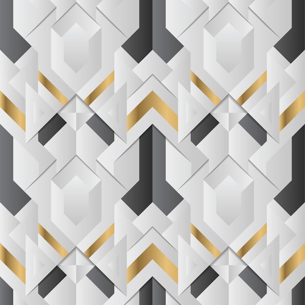 Abstrato arte deco azulejos geométricos modernos sem costura padrão dourado forrado forma