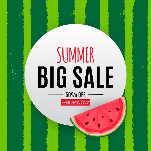 Abstrato base de venda de verão com melancia. ilustração