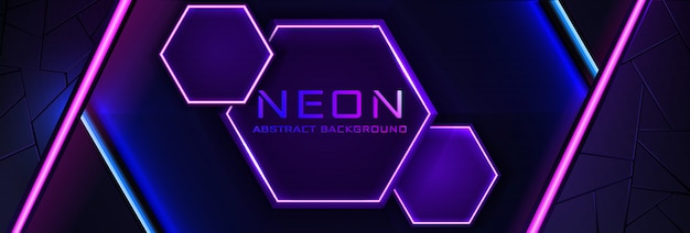 Abstrato base infográfico de néon com luz violeta, linha e textura. banner na cor da noite escura