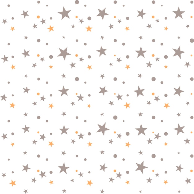 Vetor abstrato bonito padrão perfeito com pequenos círculos caóticos coloridos e estrelas em branco