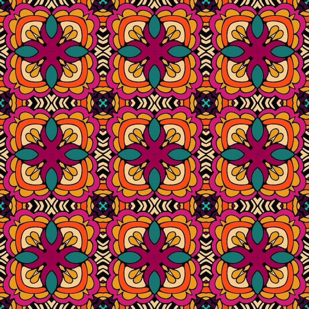 Abstrato cigano vintage étnico padrão sem emenda ornamental. desenho de doodle floral com azulejos