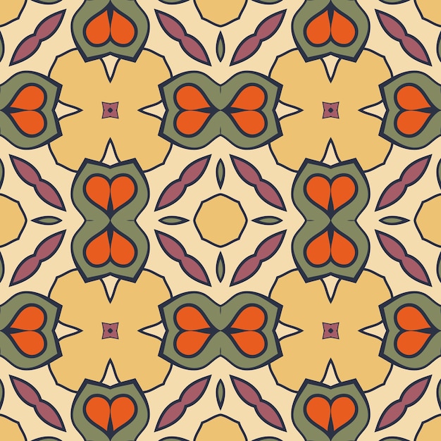 Vetor abstrato colorido doodle flor padrão sem emenda. fundo geométrico floral. mosaico, azulejo