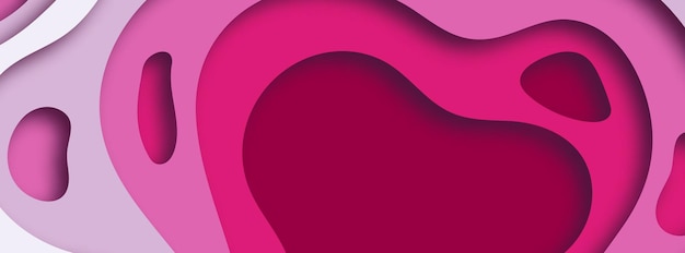 Abstrato com design de banner de formas de corte de papel rosa. Ilustração vetorial.
