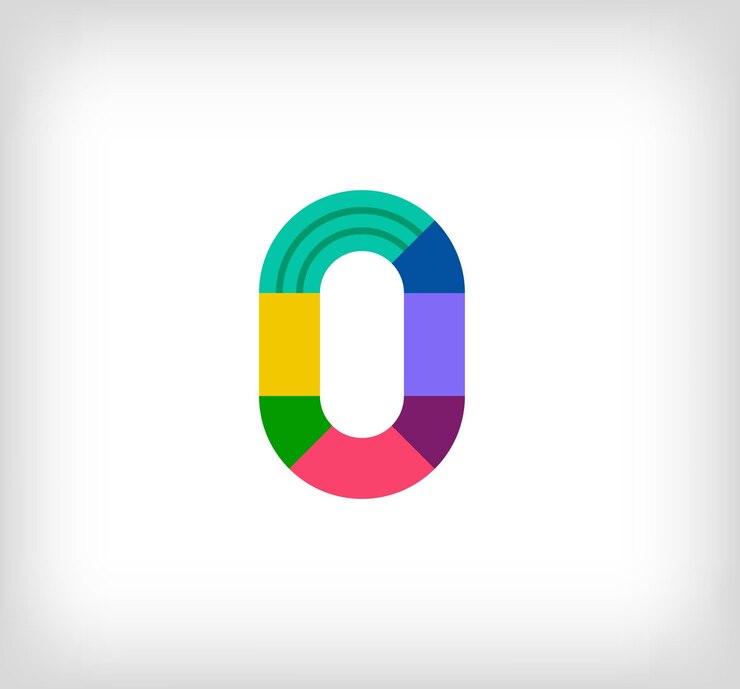 Vetor abstrato criativo número 0 logotipo linear multicolorido linhas de texto modernas com novas cores de arte pop