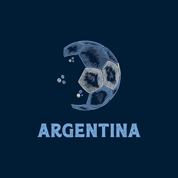 Vetor abstrato desenhado à mão logotipo de futebol da argentina desenha vetor bandeira do campeonato de futebol vetor