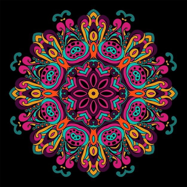 Abstrato festivo vintage tribal étnica geométrica mandala base. ornamento redondo de guardanapo em preto