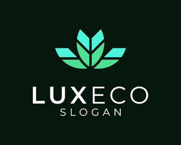 Abstrato folha verde eco bio pétala flor moderno geométrico elegante luxo simples vector logo design