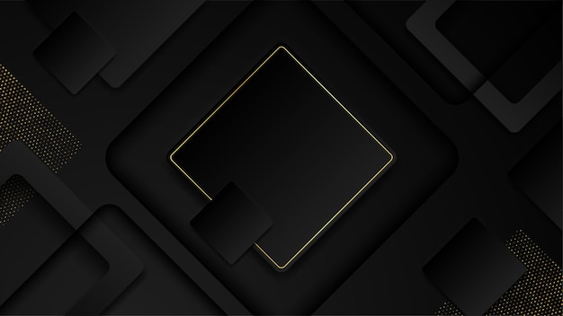 Abstrato fundo de forma geométrica preto e dourado com linhas douradas