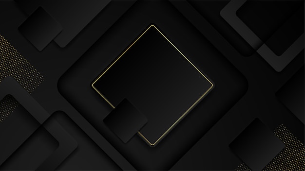 Vetor abstrato fundo de forma geométrica preto e dourado com linhas douradas