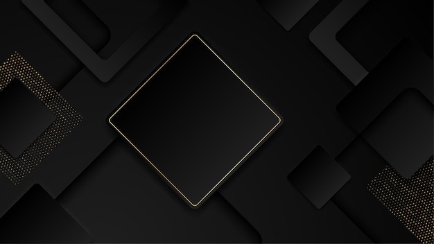Abstrato fundo de forma geométrica preto e dourado com linhas douradas