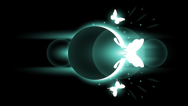 Abstrato fundo escuro com borboletas insetos brilho luz flashes estilo de design vetorial