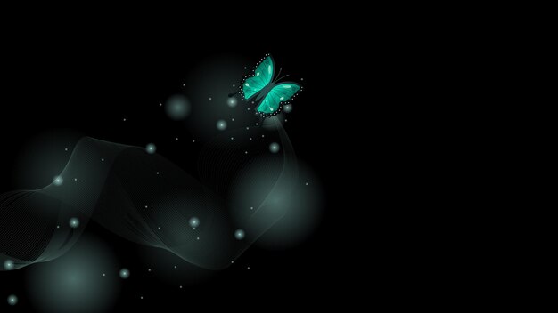 Abstrato fundo escuro com borboletas insetos brilho luz flashes estilo de design vetorial