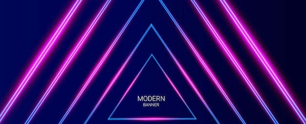 Abstrato geométrico elegante padrão de luz de néon moderno vetor de fundo de banner colorido