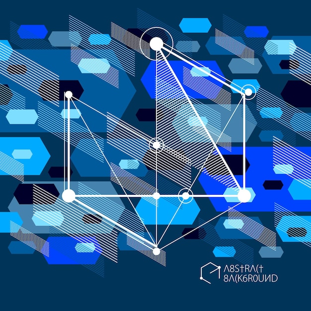 Abstrato geométrico vector azul de fundo com cubos e outros elementos. composição de cubos, hexágonos, quadrados, retângulos e elementos abstratos. fundo perfeito para seus projetos de design.