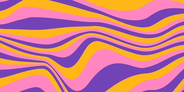 Abstrato horizontal com ondas coloridas Ilustração em vetor na moda no estilo retrô dos anos 70