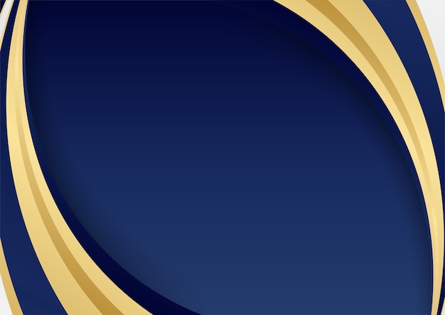 Abstrato moderno em azul e ouro. formas de curva de azul marinho escuro e ouro em fundo com linhas. luxo e elegante. modelo de design abstrato. design para apresentação, banner, capa.