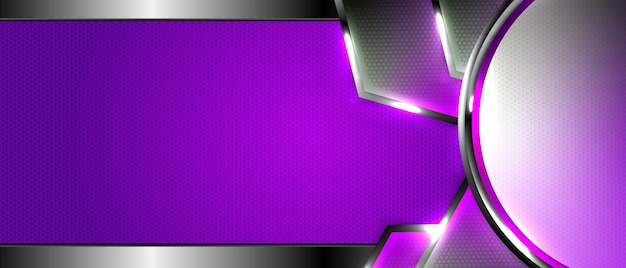 Vetor abstrato moderno roxo 3d em fundo metálico prateado 08