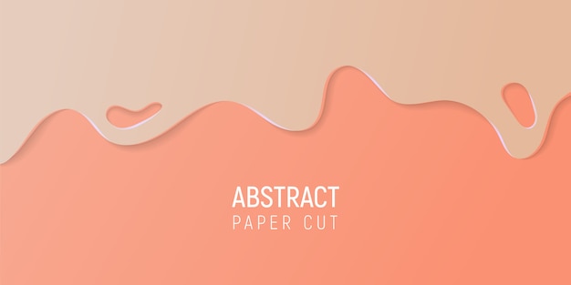 Abstrato papel cortado lodo fundo. Banner com lodo abstrato com papel bege e coral corta ondas.