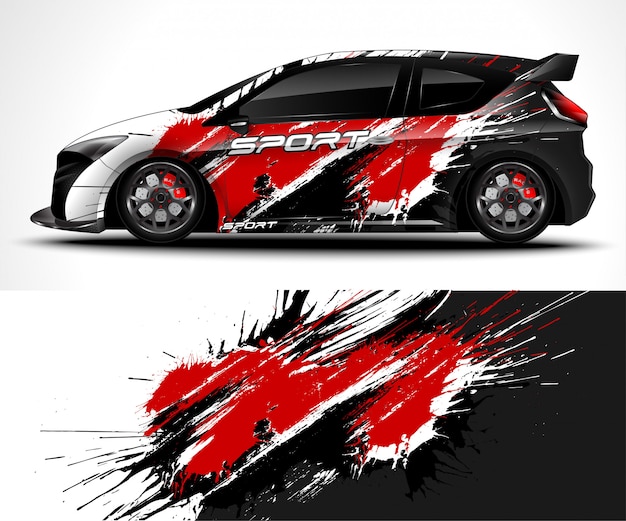 Abstrato para corridas sport car wrap design e decoração do veículo