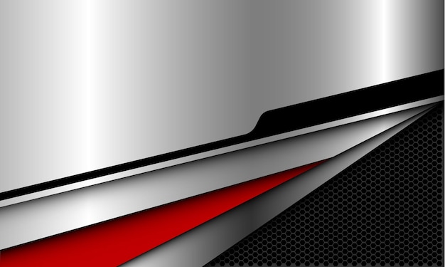 Abstrato prata vermelho preto cinza malha hexagonal design geométrico moderno vetor de fundo de tecnologia