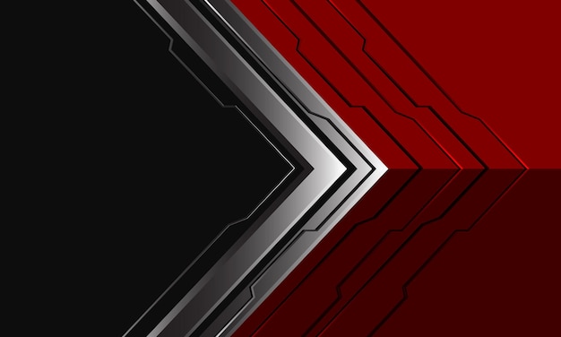 Abstrato seta de prata direção cibernética geométrica vermelho escuro design cinza vetor de fundo de tecnologia