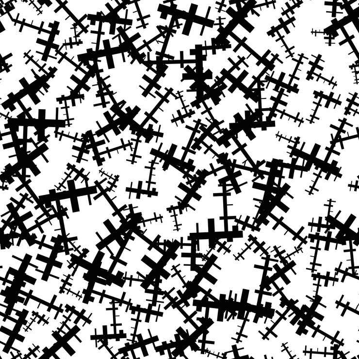 Vetor abstrato texturizado sem costura padrão com paus, quadrados. formas geométricas.