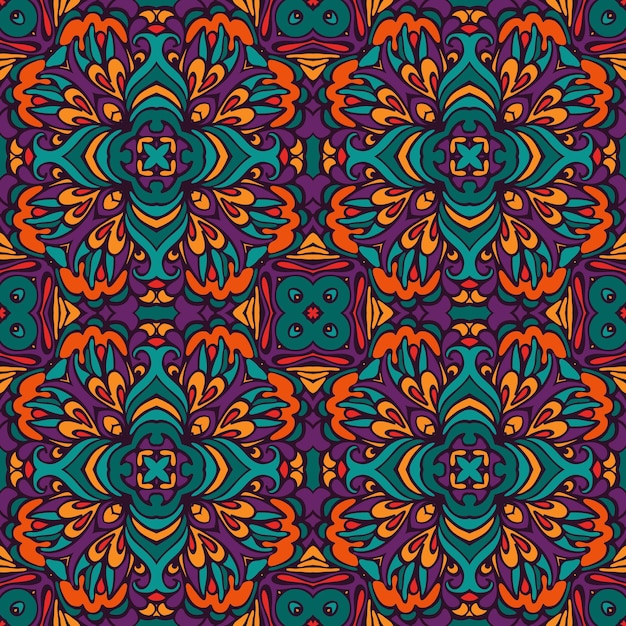 Abstrato tribal vintage étnico padrão sem emenda ornamental. desenho de doodle floral com azulejos