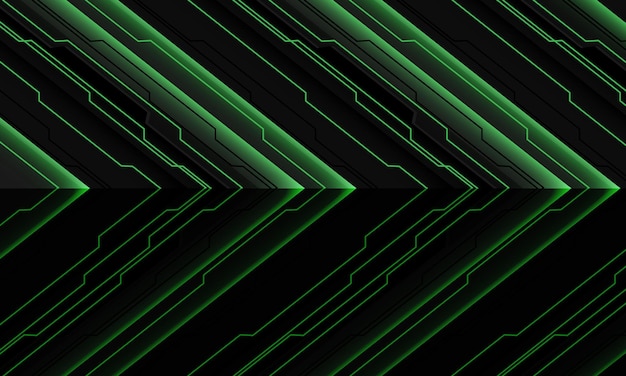 Abstrato verde cinza metálico circuito luz ciber flecha direção design de padrão geométrico tecnologia moderna vetor de fundo futurista