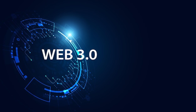 Abstrato web 30 e blockchain circle tecnologia ou conceito para desenvolver links da web descentralizados