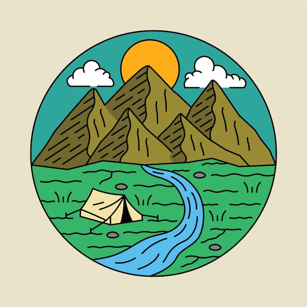 Acampar com boa vista na ilustração gráfica da natureza design de camiseta de arte vetorial acampar na ilustração gráfica da natureza design de camiseta de arte vetorial