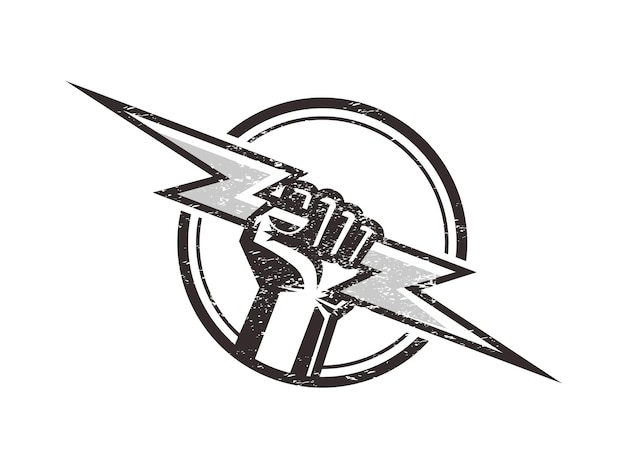 ação relâmpago mãos trovão punho mão luz logotipo