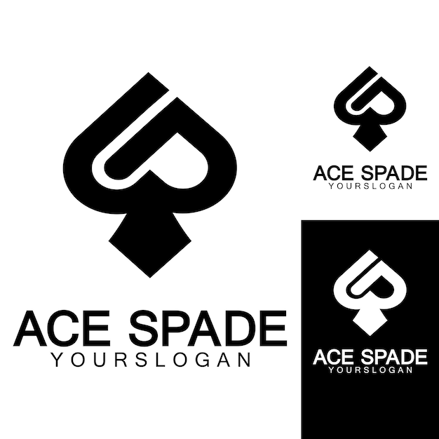 Ace of spades ícone logo design ícone plano relacionado para aplicações web e móveis ele pode ser usado como elemento de infográfico de ícone de pictograma de logotipo ilustração