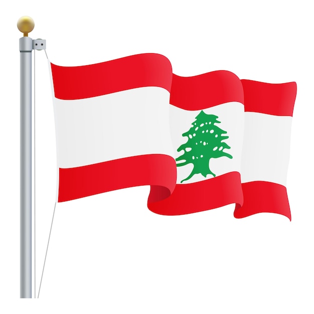 Acenando a bandeira do líbano isolada em uma ilustração vetorial de fundo branco