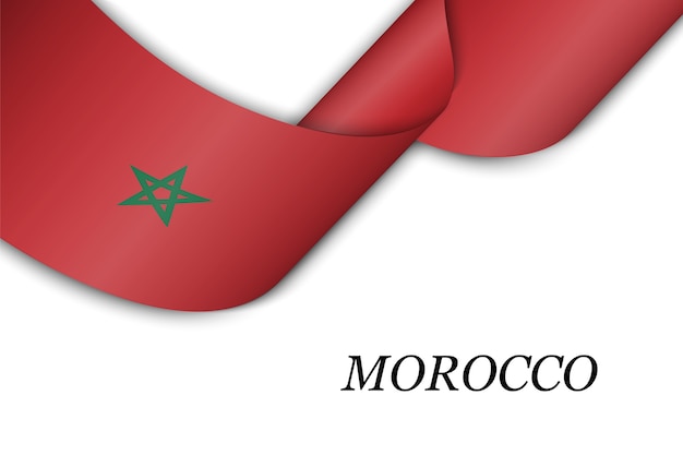 Acenando a fita com a bandeira do Marrocos.