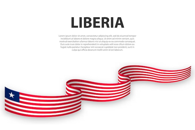 Acenando a fita ou banner com bandeira da libéria modelo para design de cartaz do dia da independência