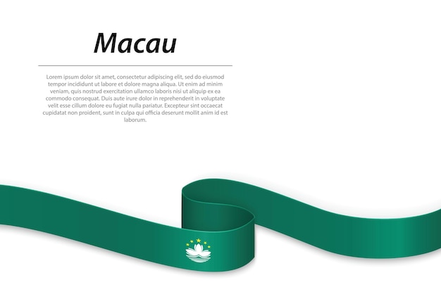 Acenando a fita ou banner com bandeira de macau modelo para design de cartaz do dia da independência