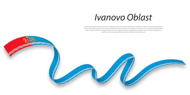 Acenando a fita ou faixa com bandeira de ivanovo oblast