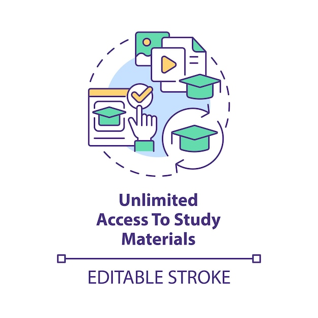 Acesso ilimitado ao ícone do conceito de materiais de estudo