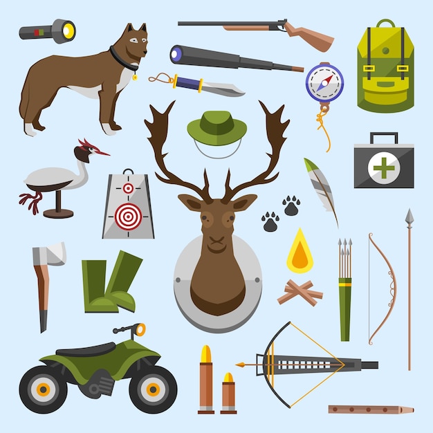 Acessórios de coleção de equipamentos de viagem de acampamento e acampamento base elementos de aventura ao ar livre turismo gravado à mão desenhado em esboço antigo mochila estilo vintage e tenda de lanterna e veados e arma