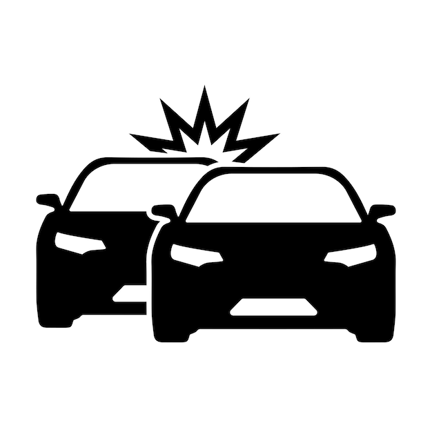 acidente de carro ícone simples preto em fundo branco para web