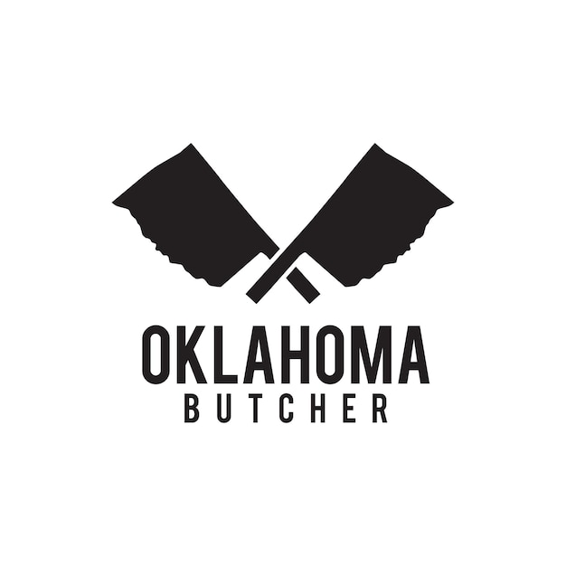 Açougueiro de oklahoma com design de logotipo de faca cruzada